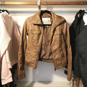 Faux Tan Leather Jacket